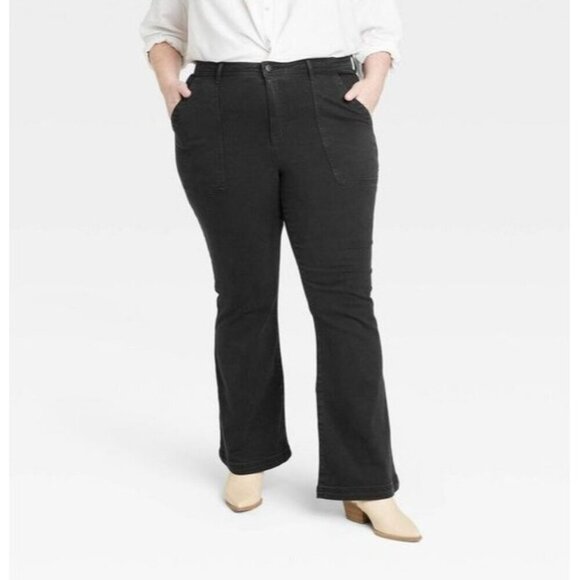 Knox Rose Denim - Women's Plus Size 20 High-Rise Anywhere Flare Jeans - Knox Rose Black Denim